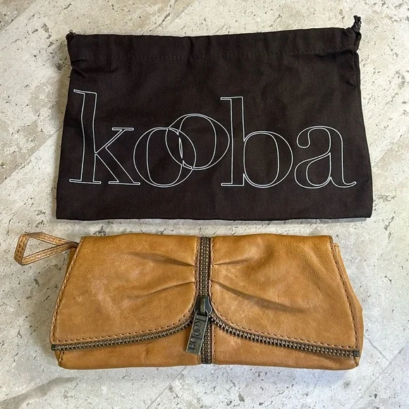 Kooba Bags Kooba Wristlet Clutch Tan Leather Poshmark